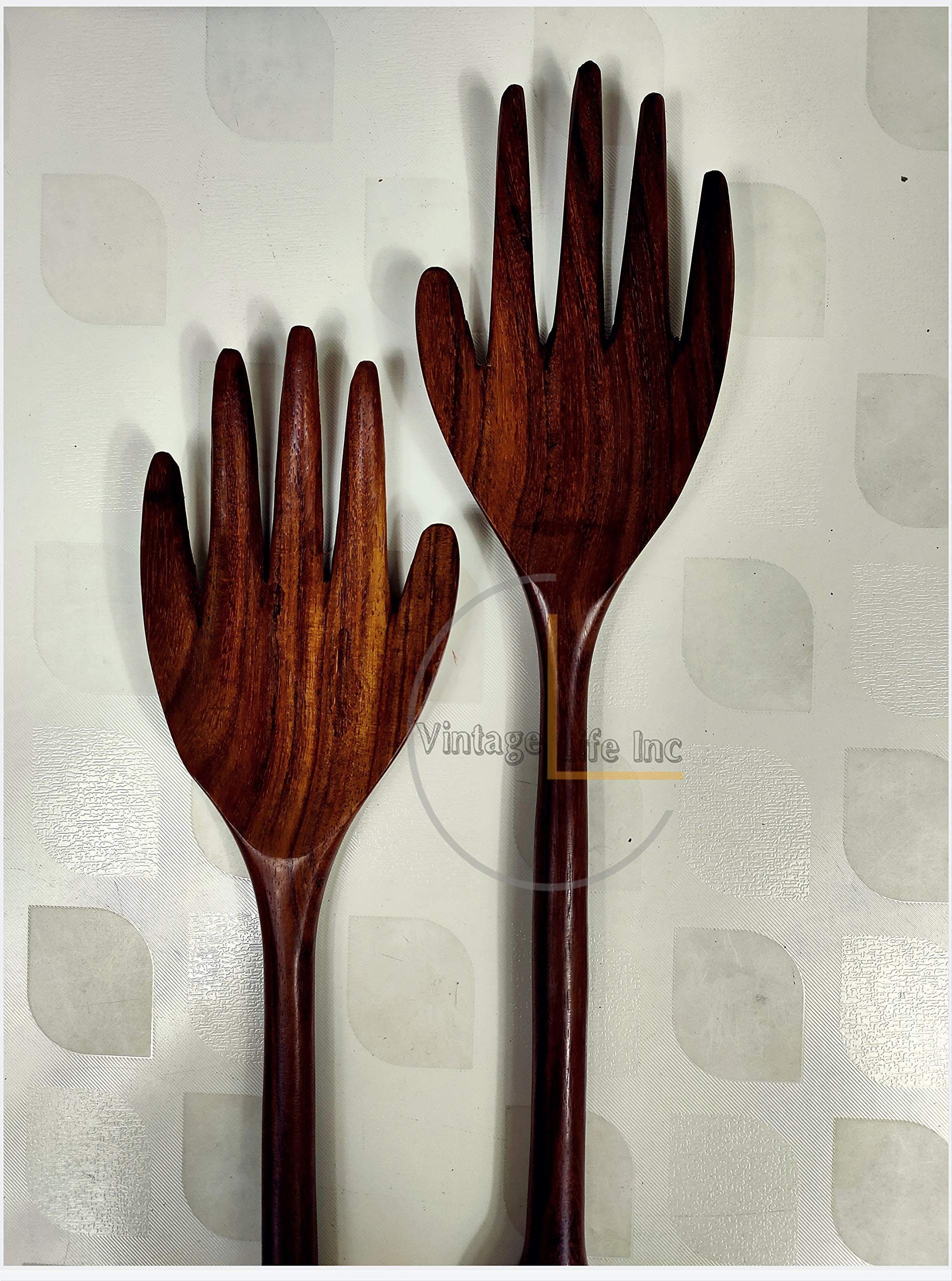 Handshaped Wooden Salad Servers Wooden Salad Serving Set Etsy