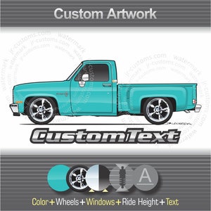 Custom 1981 1982 1983 1984 1985 1986 1987 81 82 Chevy C10 C-10 chevrolet Stepside Square Body Pickup Truck ART per T-shirt con cappuccio Mug stiker