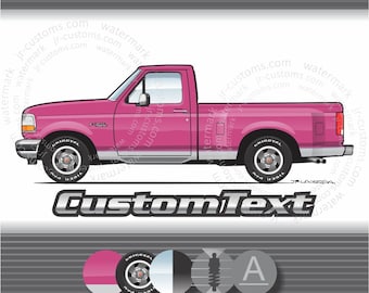 Custom 92 1992 93 1993 1994 94 95 1995 F-150 Flareside Supercab XLT Pickup Truck Ford art for T-Shirt Hoodie Long Sleeve Sweatshirt Mug cap