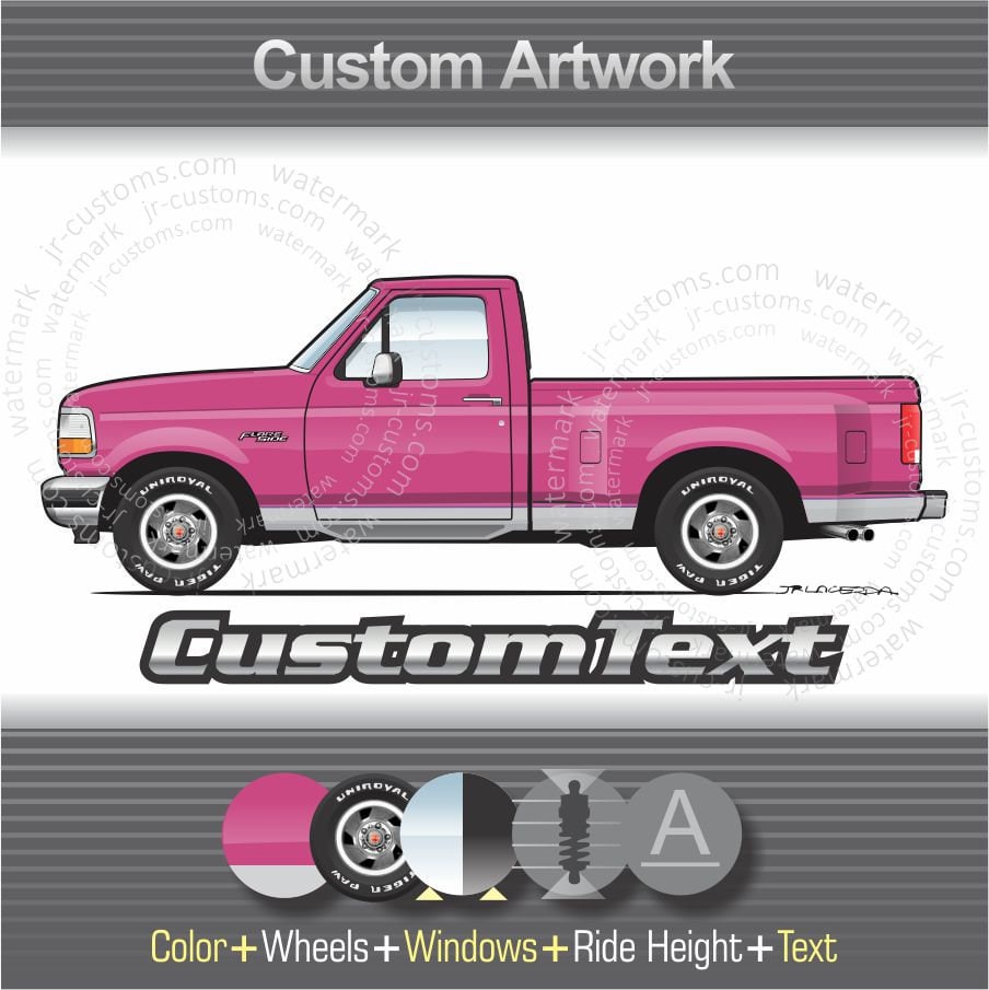 Custom 92 1992 93 1993 1994 94 95 1995 F-150 Flareside Supercab XLT Pickup Truck Ford art for T-Shirt Hoodie Long Sleeve Sweatshirt Mug cap