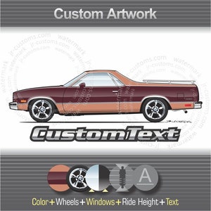 Custom 1982-87 Chevrolet Chevy El Camino 350 Conquista ART for T-Shirt hoodie long sleeve mug cap sweatshirt phone case sticker print pillow