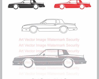 1983 1984 1985 86 87 1988 Chevy Chevrolet Monte Carlo SS svg vector Silhouette Cut Files Design Clip Art Paper Craft Laser Cricut png image