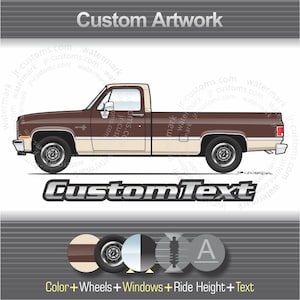 Custom 1981 1982 1983 1984 1985 1986 1987 81-87 square body Chevy C20 Scottsdale 454 Deluxe Pickup Truck ART for T-Shirt hoodie long sleeve