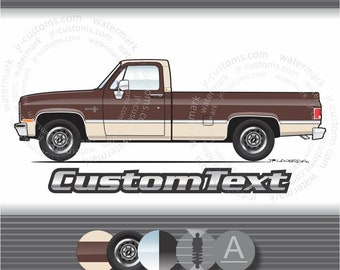 Custom 1981 1982 1983 1984 1985 1986 1987 81-87 square body Chevy C20 Scottsdale 454 Deluxe Pickup Truck ART for T-Shirt hoodie long sleeve