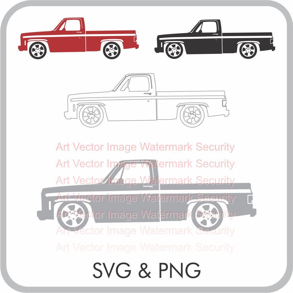 73-80 Chevy Chevrolet C10 Short Square Body Pickup Truck Svg Vector ...