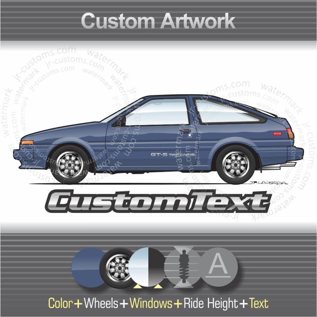 Custom Toyota Corolla AE86 Art, Car Illustration (digital PNG) - Etsy
