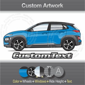 Custom 2018-2021 Hyundai Kona AWD turbocharged SEL Plus Night Ultimate  Highlander Limited ART for T-Shirt Hoodie mug sticker cap phone case