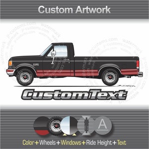 Custom 1987 1988 1989 1990 1991 F-150 250 Long Short Bed Super Cab Crew XL XLT Pickup Truck 4x4 art for ford T-Shirt Hoodie Mug sleeve kids