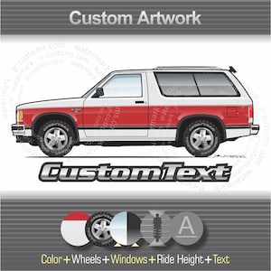 Custom 1983 1984 1985 1986 1987 1988 1989 1990 Chevy S-10 Blazer 4x4 4.3 L V6 GMC Jimmy S-15 ART for T-Shirt Hoodie Mug Sticker Magnet Cap