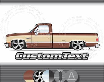 Custom 1981-87 GMC Sierra Squarebody Pickup Truck Digital Art for T-Shirt Hoodie Sticker Mug (PNG)