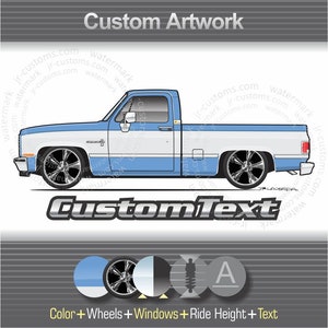Custom 1981 1982 1983 1984 1985 1986 1987 81 82 83 84 85 86 87 Chevrolet Chevy C10 C-10 K10 4x4 Square Body Pickup Truck ART for T-Shirt Mug