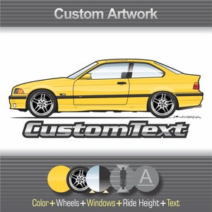 Custom 1994-99 E36 BMW M3 Coupe Sedan Convertible Touring Compact 318is 323is 325is 328i 318i 320i 323i 325i 325i Art for T-Shirt mug hoodie