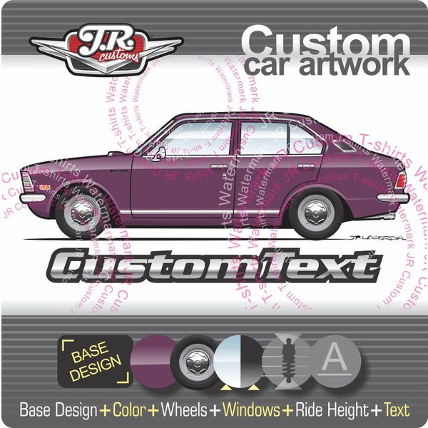 Custom 1970 1971 1972 1973 1974 70 71 72 73 74 Toyota Corolla 4 door Sedan Ke20 Te20 Te21 DeLuxe Art for T-Shirt Hoodie long sleeve mug cap