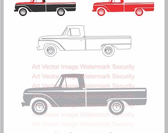 1964 1965 1966 64 65 66 F100 F-100 Lwb Pickup Truck ford svg vector Silhouette Cut Files Design Clip Art Paper Craft Laser Cricut png image