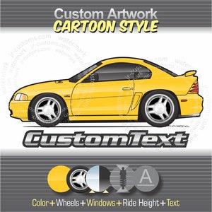 Custom Cartoon 1994 95 96 97 1998 Mustang GT SN95 Convertible cobra Art for ford T-Shirt hoodie mug long sleeve sticker Sweatshirt Tank top