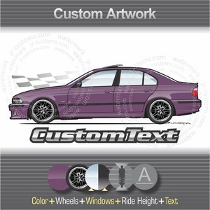 Custom E39 1997 97 1998 98 1999 99 2000 00 2001 01 2001 02 2003 BMW 528i 540i V8 M5 M Sport Art for T-Shirt mug hoodie long sleeve sticker