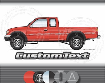 Custom 1995 1996 1997 1998 1999 2000-2004 96 97 98-01 02 03 04 Toyota Tacoma SR5 3.0L V6 Xtracab 4wd art for T-Shirt Hoodie Mug long sleeve