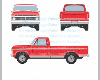 73 74 75 1973 1974 1975 F-250 F-150 Lwb Pickup Truck ford svg vector Silhouette Cut Files Design Clip Art Paper Craft Laser Cricut png image