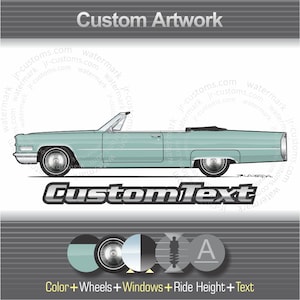 Custom 1965-66 Cadillac Art, Personalized Car Illustration (Digital PNG)