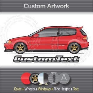 Custom 1992 1993 1994 1995 92 93 94 95 EG EH3 EH2 Civic Sir-S Si EX LX Coupe Sedan hatchback Art for honda T-Shirt Hoodie Mug Long Sleeve