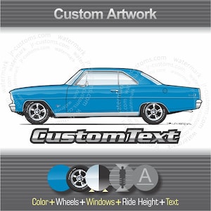 Custom 1966 66 67 1967 Chevy II Nova SS coupe hardtop 2 4 door sedan wagon 100 chevrolet Art for T-Shirt hoodie mug long sleeve kids sticker