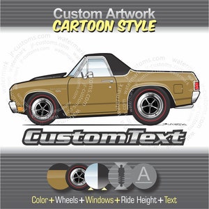 Custom 70 71 1971 72 1972 1970 Chevrolet Chevy El Camino SS 350 396 454 V8 sport pickup truck Art for T-Shirt hoodie long sleeve mug cap
