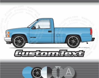 Custom 1994 1995 1996 1997 1998 94 95 96 97 98 Chevy Silverado Cheyenne Z71 1500 4x4 OBS Truck ART for T-Shirt Hoodie Mug sticker Wall Print