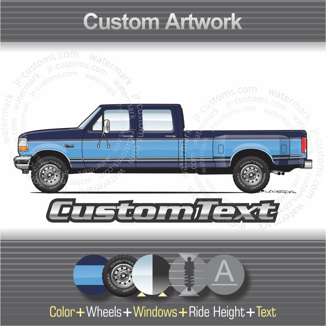 Custom 1992 93 1994 95 1996 96 F-250 350 XLT Camper Crew Cab
