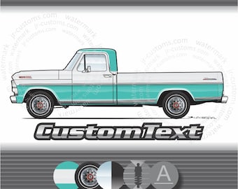 Custom 67 1967 1968 1969 F-100 250 F100 F250 Ranger 4x4 pickup ford Truck bed cab art for T-Shirt Mug Sweatshirt Hoodie Long Sleeve Sticker
