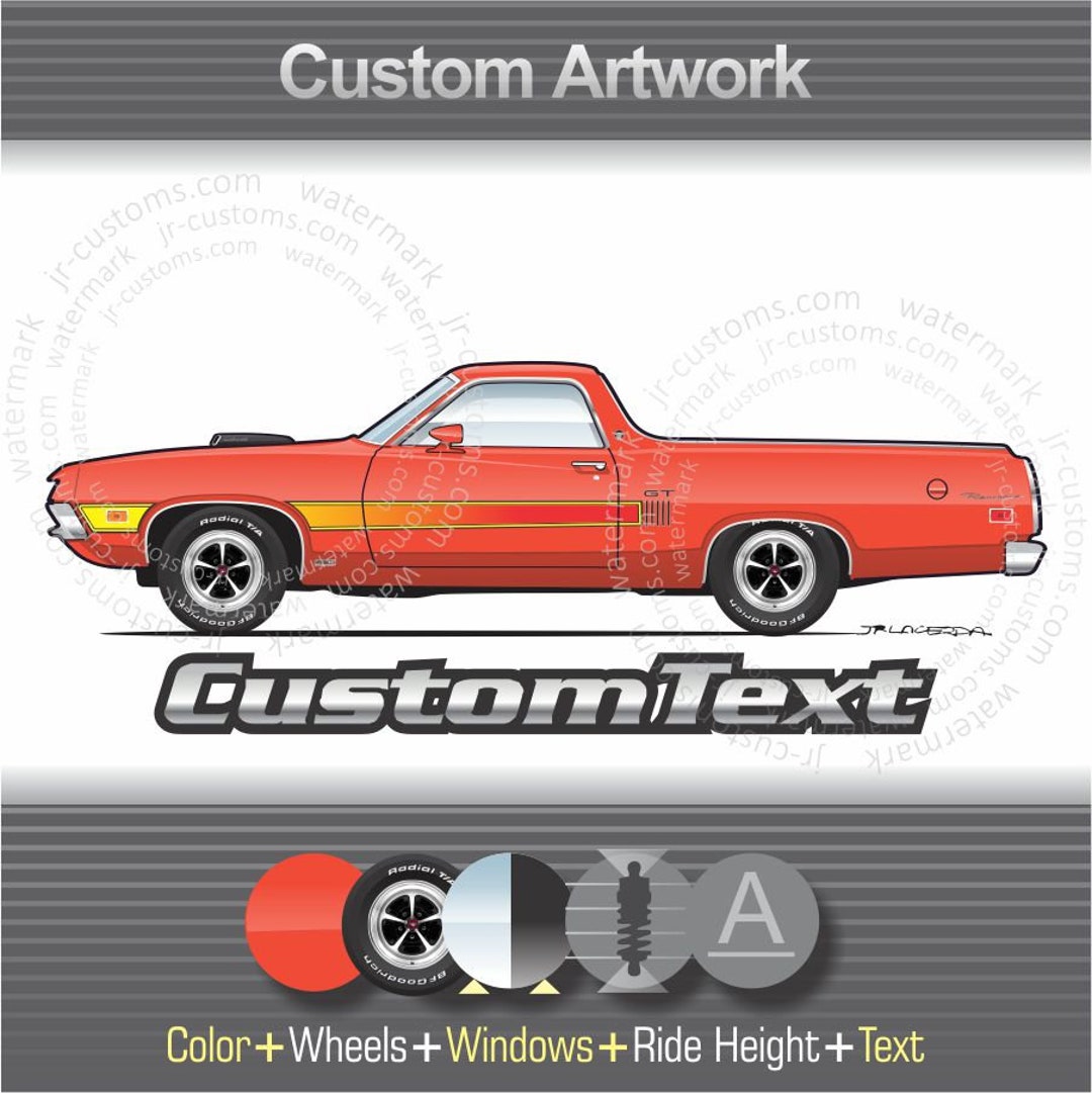 Custom 70 71 1970 1971 Ranchero 500 GT Squire Art for Ford T-shirt ...