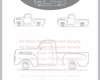 1948 1949 1949 1950 48 49 50 F-1 ford pickup Truck svg vector Silhouette Cut Files Design Clip Art Paper Craft Laser Cricut png image line
