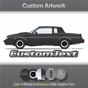 Custom 1981-1986 1987-1996 Buick Regal t-type GNX Grand National Turbo GS Limited Sport Coupe t-type Art for T-Shirt hoodie mug sticker hat