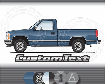 Custom Chevy Silverado Truck Art, C-1500 4x4 OBS (Digital File)