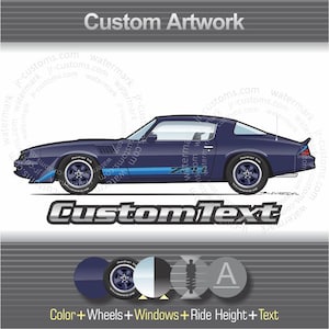 Custom 1978 1979 1980 81 Chevrolet Chevy Camaro Z28 berlinetta rally sport coupe rs Art for T-Shirt Hoodie kids Mug Sticker long sleeve hat