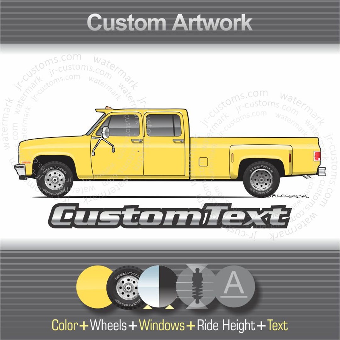 限定お買い得商品 Custom 1981-90 Chevy C30 K30 Silverado Dually Crew Cab 絵画