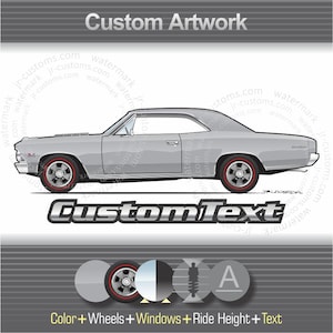 Custom 66 1966 Chevy Chevrolet Chevelle Malibu SS 396 DeLuxe 300 2-4 door Sedan wagon hardtop Art for T-Shirt Hoodie Long sleeve kids Mug