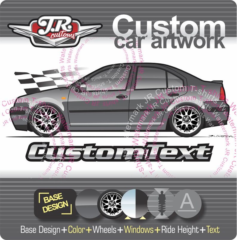 Custom 1998 1999 2000 2001 2002 2003 2004 98 99 00 01 VW Golf mk4 2003 GTi 337 20th Edition R32 V6 Digital Commision Art Drawing for T-Shirt