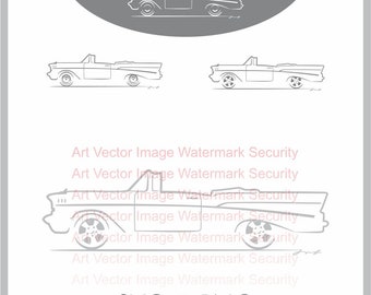 1957 57 Chevrolet Chevy BelAir Bel Air Convertible svg vector Silhouette Cut Files Design Clip Art Paper Craft Laser Cricut png image line