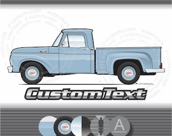 Custom 1961-63 1964 65 1966 F-100 F-250 F100 F250 short long bed ford pickup flareside Truck 4x4 art for T-Shirt Hoodie Long Sleeve Mug Hat