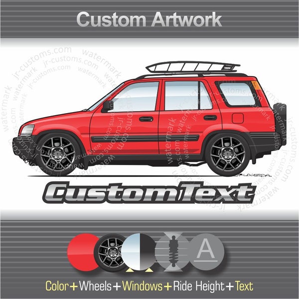 Custom 1997 1998 1999 2000 2001 97 98 99 00 1st gen Honda cr-v crv SE EX LX art for T-Shirt Hoodie Mug Sticker Sweatshirt Phone Case Print