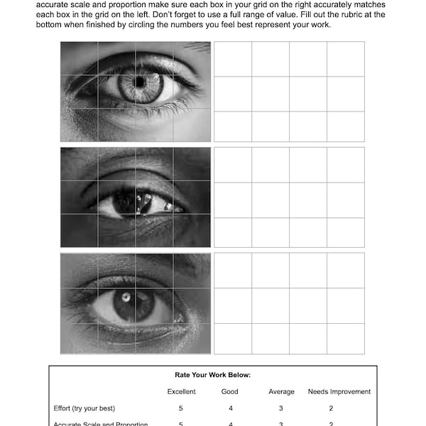 How to Draw Facial Features Using the Grid Method: Art Teacher Resource