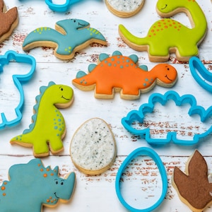 Dinosaur Cookie Cutter Set of 7 | T-rex, Dinosaur, Triceratops, Egg | KooKee Creative