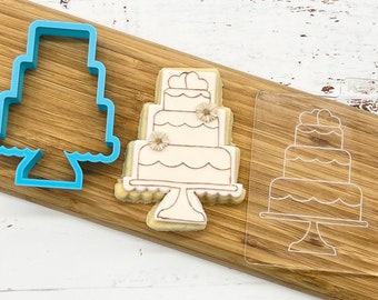 Wedding Cake Cookie Cutter & Embosser Set of 2 | Bride, Wedding, Love, Cake | KooKee Creative
