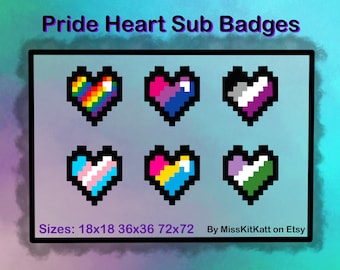 Pride Pixel Hearts - 6 x Sub Badges [Twitch]