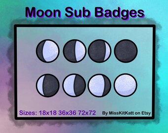 Moon Phases - 8 x Sub Badges [Twitch]