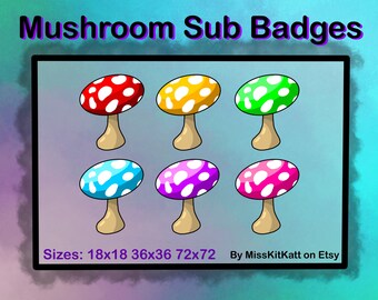 Mushrooms - 6 x Sub Badges [Twitch]