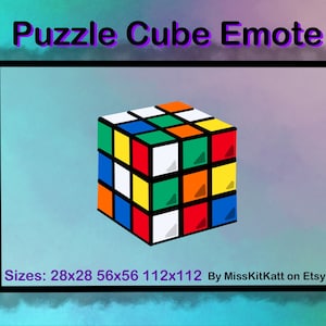 May include: A colourful 3D Rubik's Cube with red, blue, green, yellow, orange, and white squares. The cube is a popular puzzle toy and is available in various sizes: 28x28, 56x56, and 112x112. By MissKitKatt on Etsy.