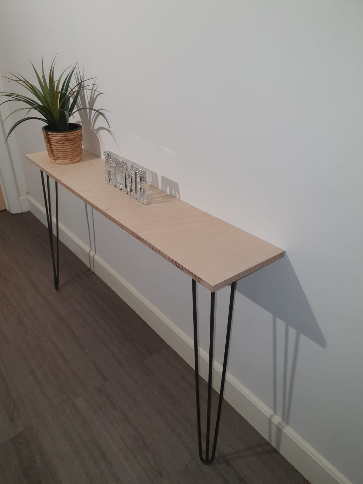 White console table with hairpin sales legs