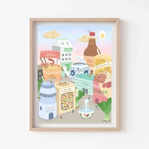 Asian Foodie Town, Nostalgic Childhood Snacks, Giclee Art Print