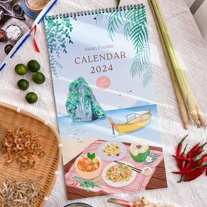 Asian Foodie Calendar 2024, 12 Month Wall Calendar, Large Size 9.5x17.25 Nearly A3, Thick Paper, 14 pages image 9